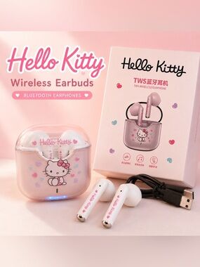 Hello Kitty Wireless Bluetooth Earbuds w/ Charging Case Kawaii
